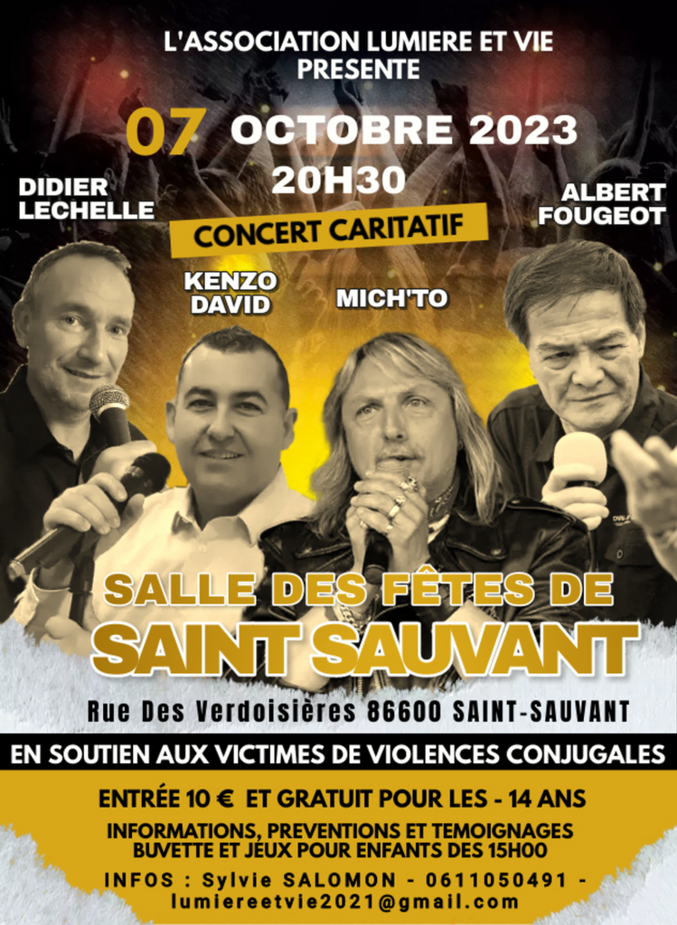 Concert en soutien aux victimes de violences conjugales - Kenzo David - St Sauvant 86