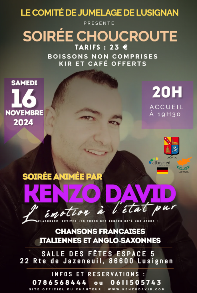 Kenzo en concert le 16 novembre 2024 à LUSIGNAN